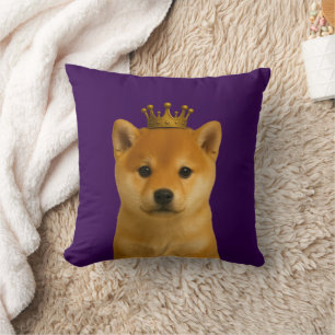 Shiba Inu Puppy in Gold Crown Cute Cushion