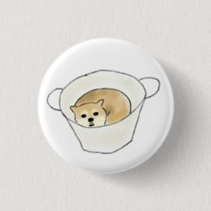 Shiba Inu Puppy Resting In White Cup 3 Cm Round Badge