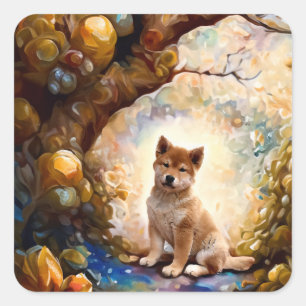 Shiba Inu Puppy Square Sticker