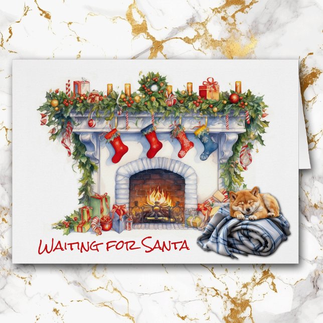 Shiba Inu Puppy Wait for Santa Fireplace (Creator Uploaded)