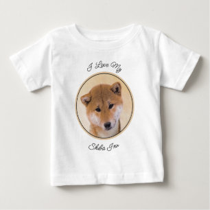 Shiba Inu (Red) Painting - Original Dog Art Baby T-Shirt
