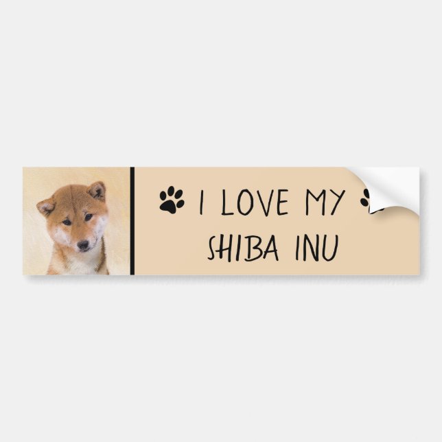 Shiba Inu (Red) Painting - Original Dog Art Bumper Sticker (Front)