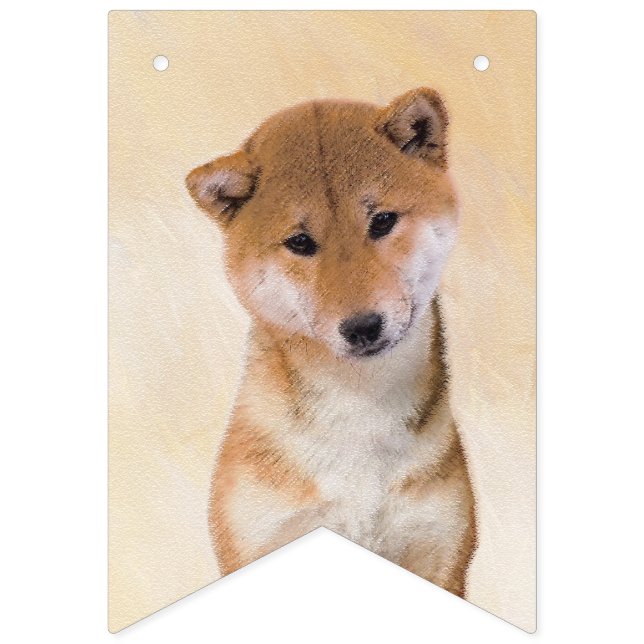 Shiba Inu (Red) Painting - Original Dog Art Bunting (First Flag)