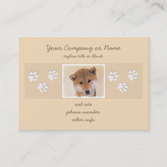 Shiba Inu (Red) Painting - Original Dog Art Business Card (Front)