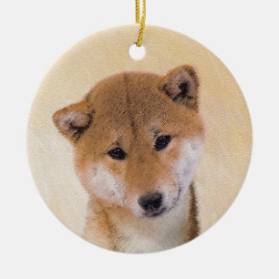 Shiba Inu (Red) Painting - Original Dog Art Ceramic Ornament