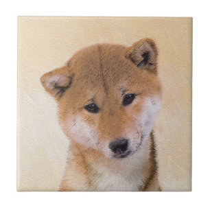 Shiba Inu (Red) Painting - Original Dog Art Ceramic Tile