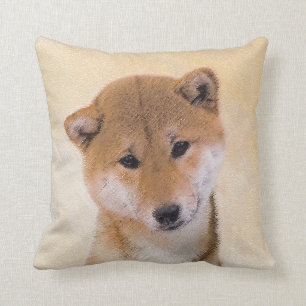 Shiba Inu (Red) Painting - Original Dog Art Cushion