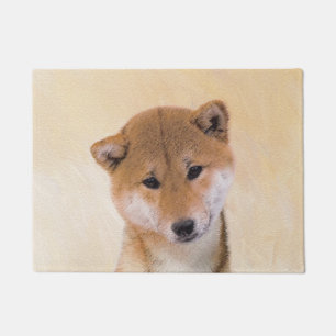 Shiba Inu (Red) Painting - Original Dog Art Doormat