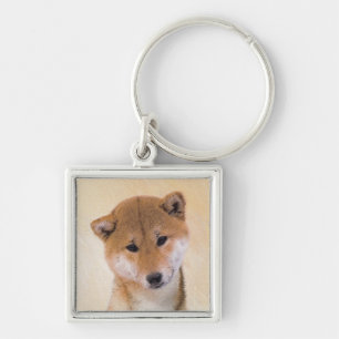 Shiba Inu (Red) Painting - Original Dog Art Key Ring
