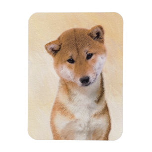 Shiba Inu (Red) Painting - Original Dog Art Magnet