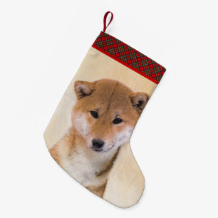 Shiba Inu (Red) Painting - Original Dog Art Small Christmas Stocking