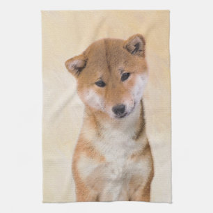 Shiba Inu (Red) Painting - Original Dog Art Tea Towel