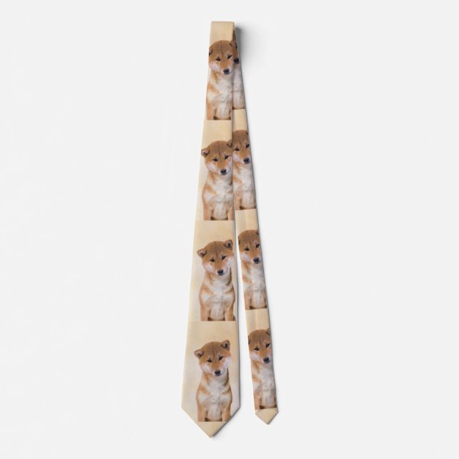 Shiba Inu (Red) Painting - Original Dog Art Tie (Front)