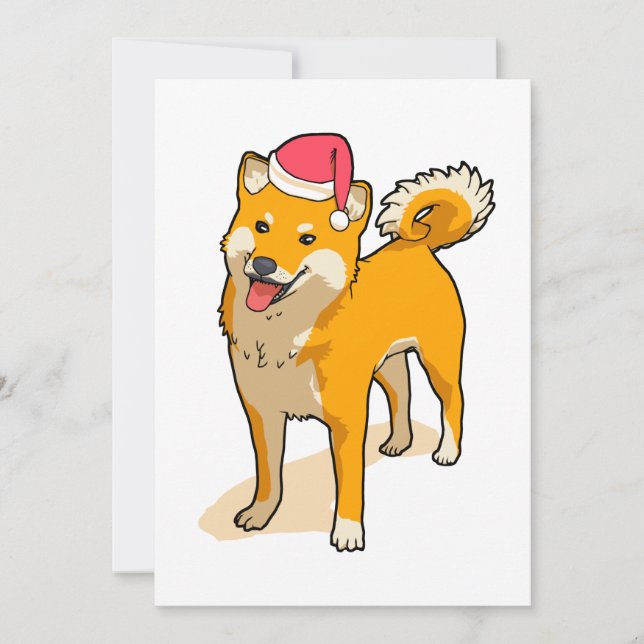 Shiba Inu Santa Claus Dog Christmas Holiday Card (Front)