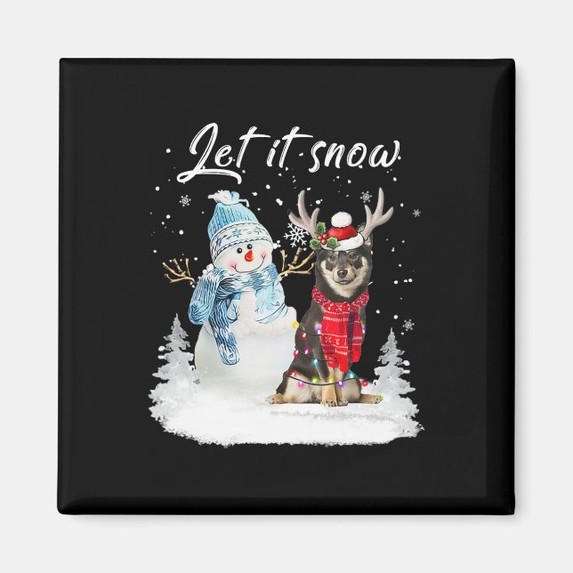 Shiba Inu Santa Dog Christmas Snowman Xmas Pajama  Magnet (Front)