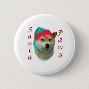 Shiba Inu Santa Paws 6 Cm Round Badge