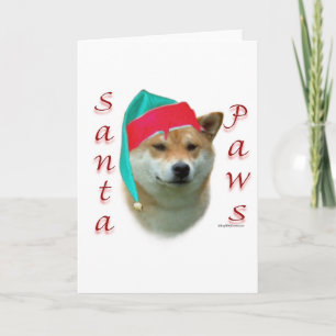 Shiba Inu Santa Paws Holiday Card