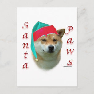 Shiba Inu Santa Paws Holiday Postcard