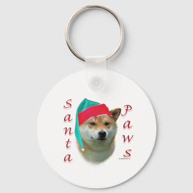 Shiba Inu Santa Paws Key Ring (Front)