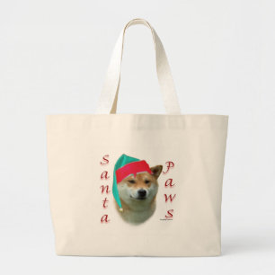 Shiba Inu Santa Paws Large Tote Bag