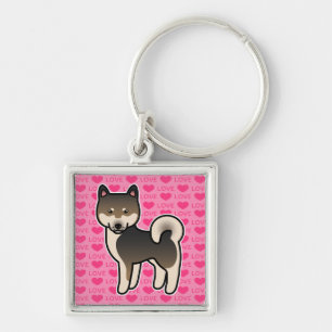 Shiba Inu Sesame Love Hearts Key Ring