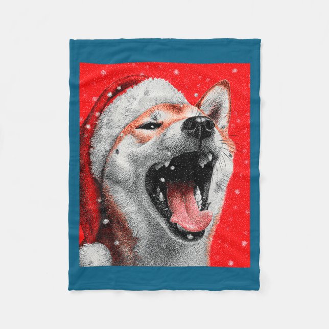 Shiba Inu Shirt Fleece Blanket (Front)