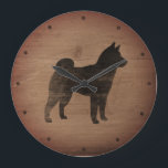 Shiba Inu Silhouette Rustic Large Clock<br><div class="desc">Shiba Inu Lover's Wall Clock. Wood design is printed,  not real wood.</div>