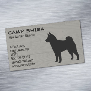 Shiba Inu Silhouette Wood Style Magnetic Business Card