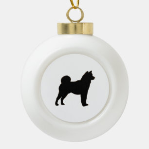 Shiba Inu silo black.png Ceramic Ball Christmas Ornament