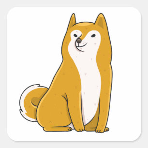 shiba inu sitting cartoon square sticker