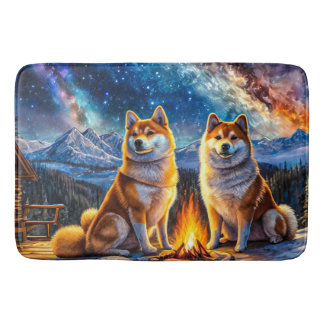 Shiba Inu Star Gazing 03 Design by Rich AMeN Gill Bath Mat