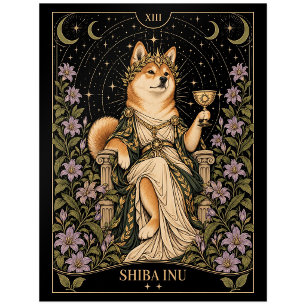 Shiba Inu, Starlit Tarot Art Postcard