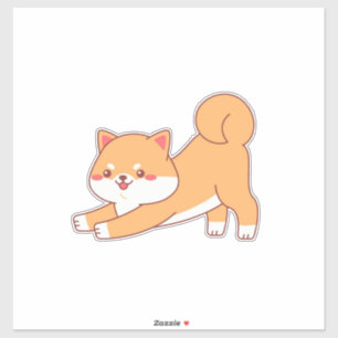 shiba inu stretching cartoon