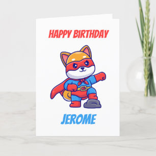 Shiba inu super hero kids superhero birthday cards