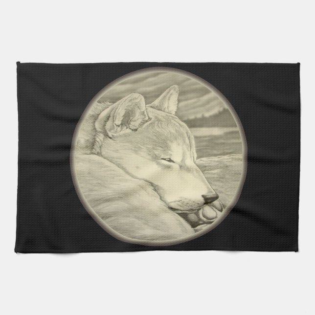 Shiba Inu Towel Dog Lover Art Tea Towels & Decor (Horizontal)