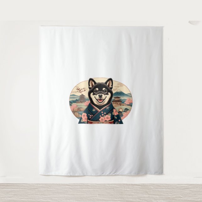 Shiba Inu Ukiyo-e style Tapestry (Front)