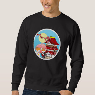 Shiba Inu Uni Dog Castle Temple Kimono Flower Sun Sweatshirt