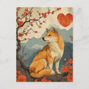 Shiba Inu Vintage Valentine's day  Postcard