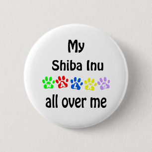 Shiba Inu Walks Design 6 Cm Round Badge