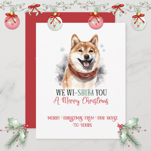 Shiba Inu Whimsical Christmas   Holiday Card