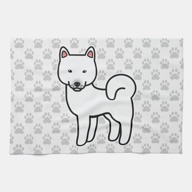Shiba Inu White Tea Towel (Horizontal)