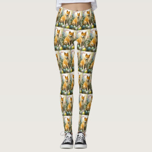 Shiba Inu with Easter Eggs Holiday Leggings