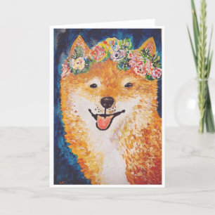 Shiba Inu with Flower Garland Card <Blank Inside>