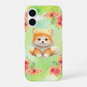 Shiba Inu with Flowers Watercolor Phone Case