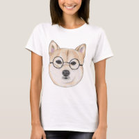 Shiba Inu with Oversized Round Framed Glasses