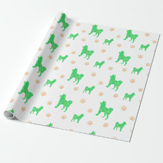 Shiba Inu Wrapping Paper - Minimal Green Gift 