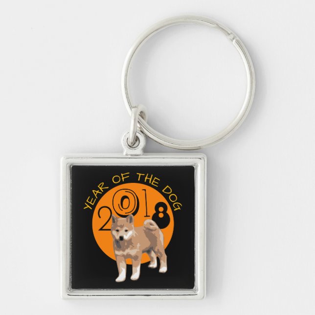 Shiba inu Year of the Dog 2018 Square Keychain (Front)