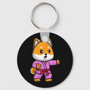 Shiba Karate Fighter Dog Cute Martial Arts Animal Key Ring