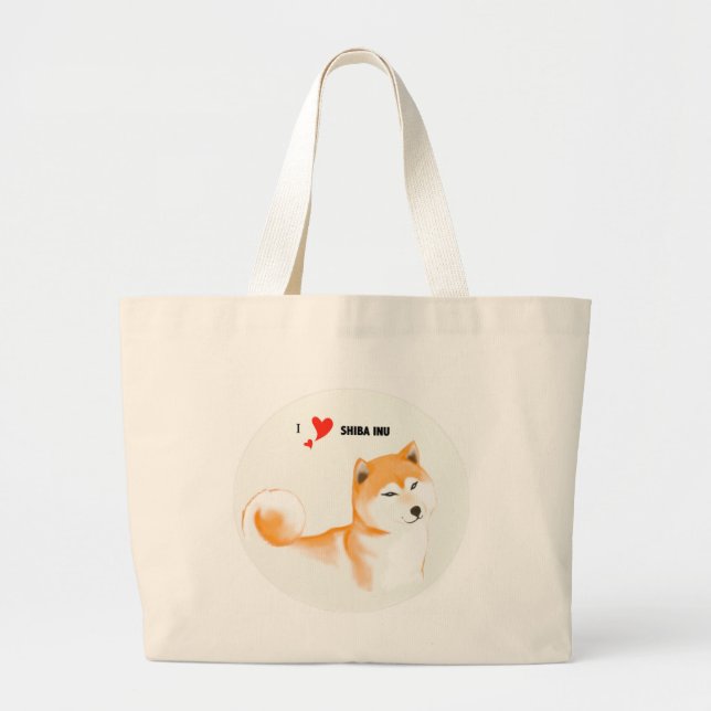 Shiba stock market inu large tote bag (Front)