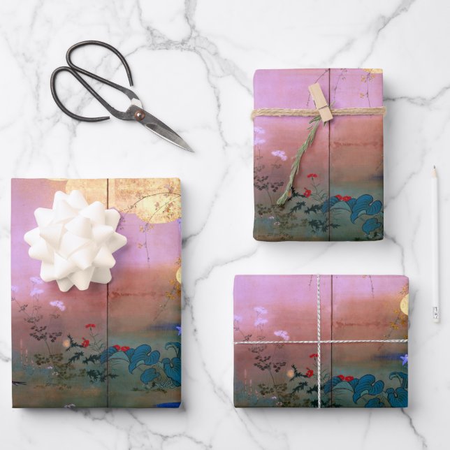 Shibata Zeshin Flowers and Birds of Four Seasons Wrapping Paper Sheet (Front)